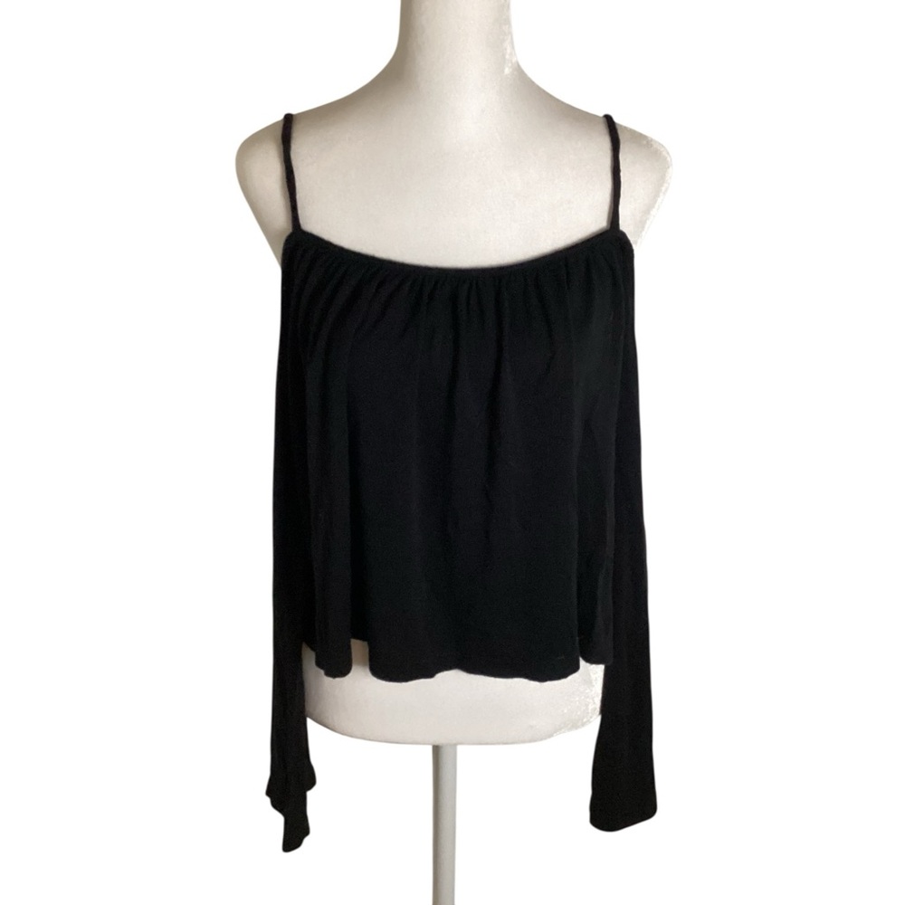H&M Coachella Collection Small Black Off-Shoulder Cropped Flowy Top